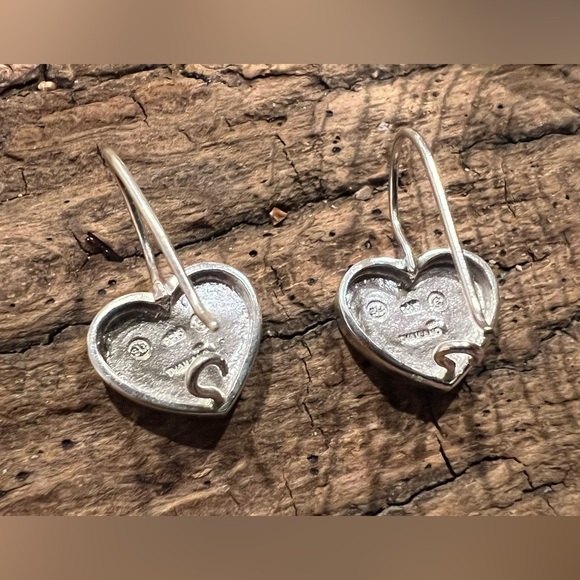 SU Thailand 925 Sterling Silver Filigree Heart Earrings Drop Dangle Hooks 2 cms - Picture 3 of 7